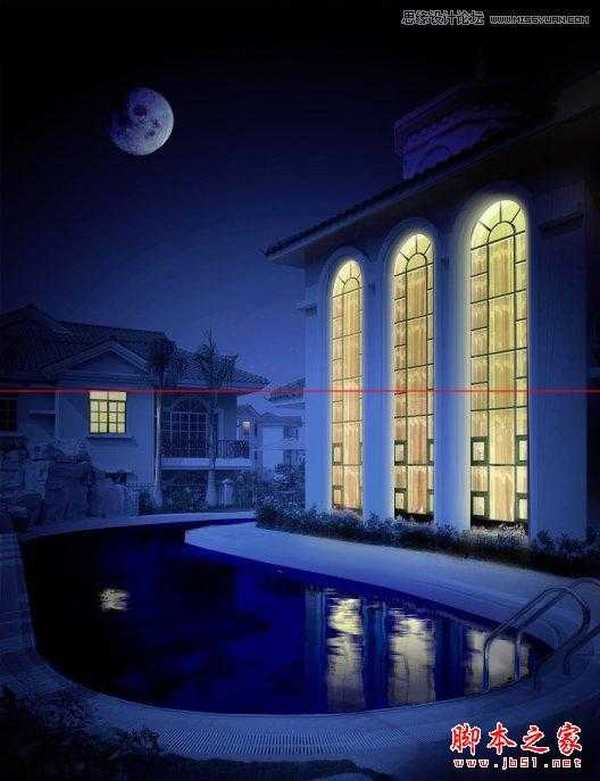 photoshop制作逼真建筑照片夜景效果实例教程