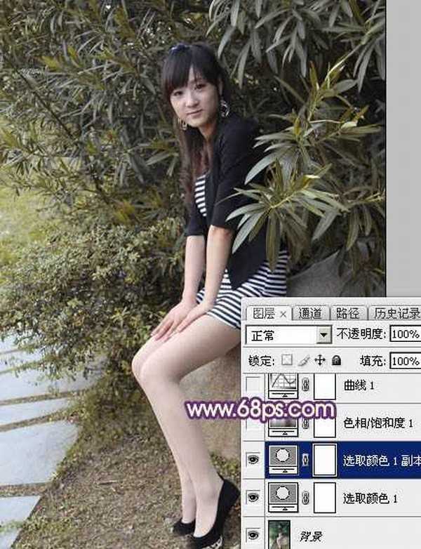 Photoshop为外景美女图片打造流行的秋季红蓝色效果