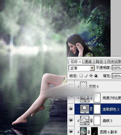 Photoshop将春季人物图片打造出唯美的古典暗绿色效果教程