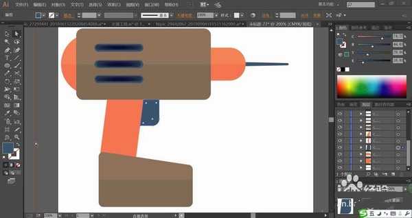 ai怎么画扁平化的电钻图标? ai电钻的画法