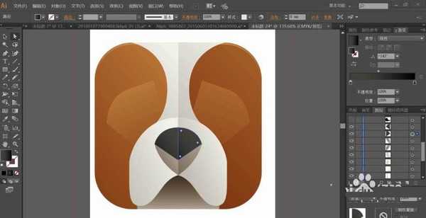 ai怎么设计折页效果的猎犬头像? ai猎犬头像的设计方法